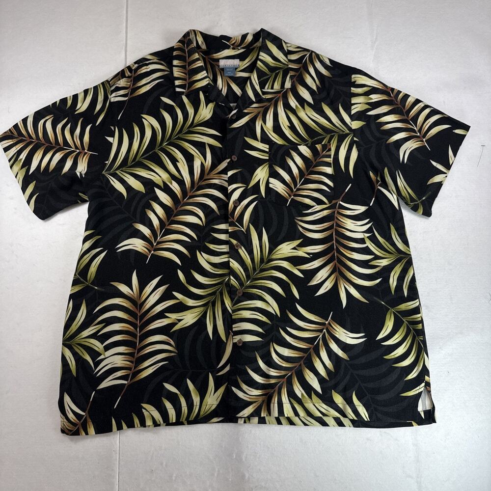 Breakwater Hawaiian Aloha Palm Vacation Shirt Short Sleeve Black Tropical XXL